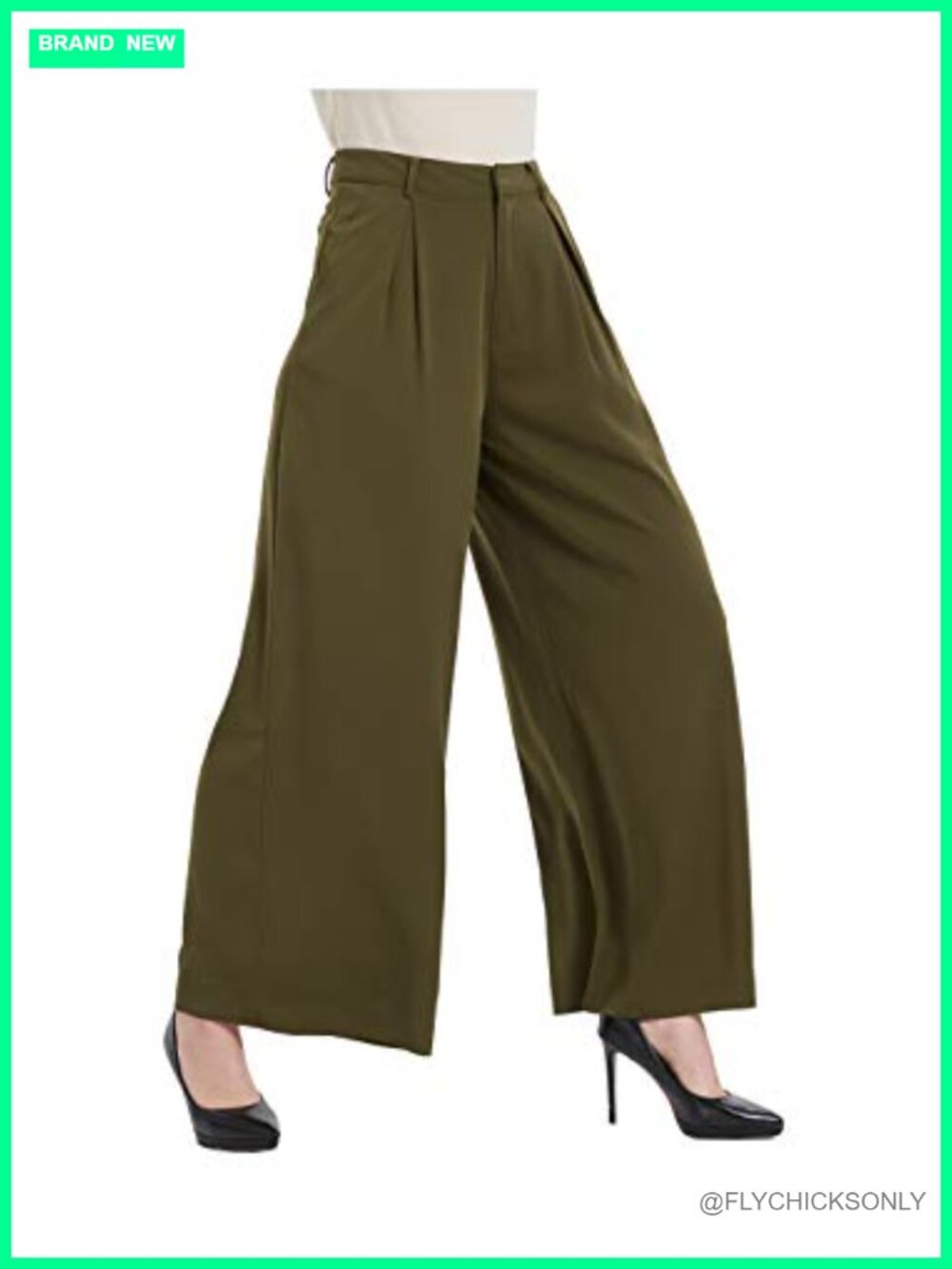High Waist Wide Leg Palazzo Business Casual Pants Pleated Front